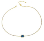 Small Tennis Necklace - Blue Rect.