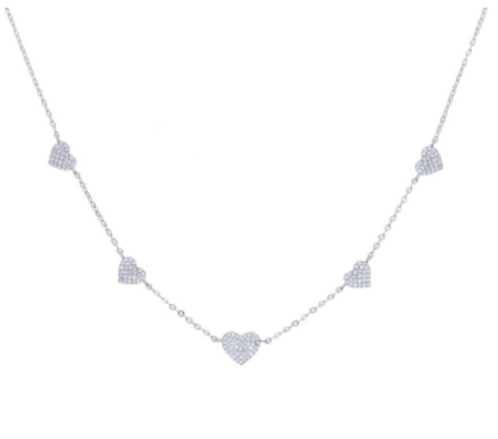 Heart Pave Necklace - Silver