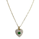 Heart Necklace - Green Stone
