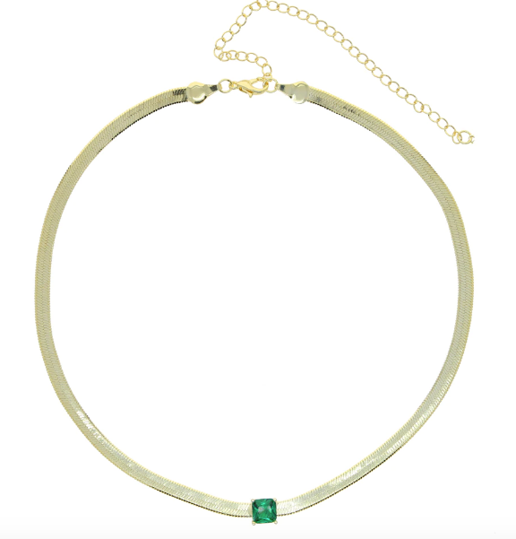 Choker Necklace - Green Stone