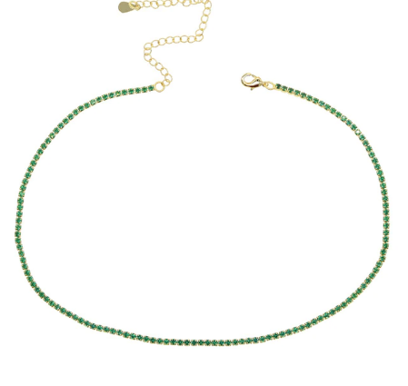 Small Tennis Necklace - Green