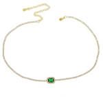 Small Tennis Necklace - Green Rect
