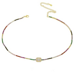 Small Tennis Necklace - Rainbow Rect