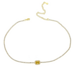 Small Tennis Necklace - Yellow Rect