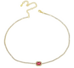 Small Tennis Necklace - Red Rect
