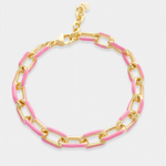 Enamel Paper Clip Bracelet - Pink