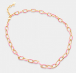 Enamel Paper Clip Chain - Pink