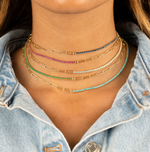 Half Tennis Half Chain Necklace - Pink
