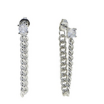 Chain Cz Earrings - Silver