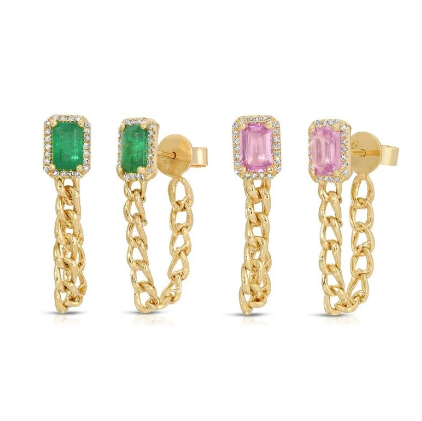 Golden Chain Earrings - Pink