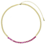 Tennis Chain Necklace - Pink/Red