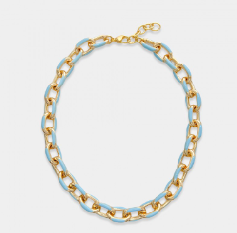Enamel Paperclip Necklace - Blue