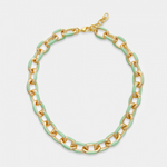 Enamel Paperclip Necklace - Mint
