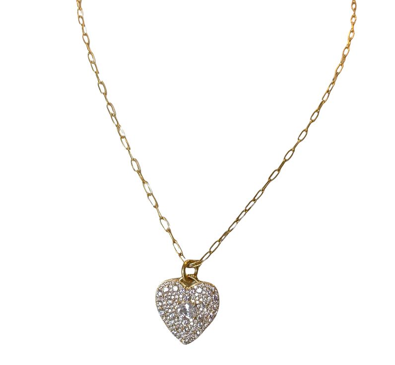 Heart Necklace - White Stone