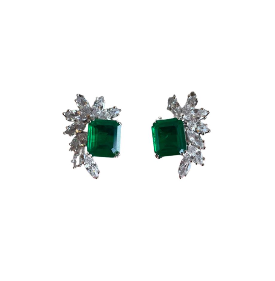 Emerald and Cz Earring